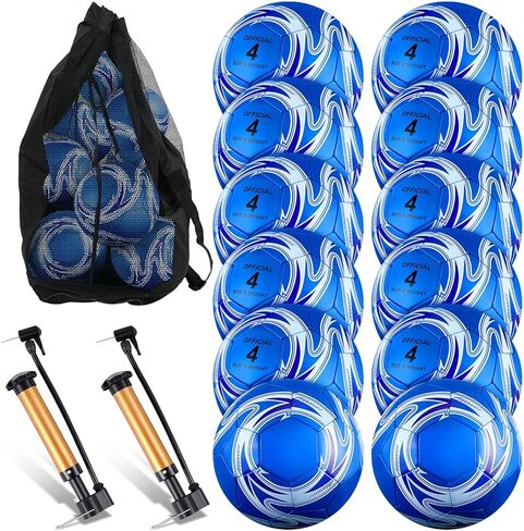12 Pcs Operation Christmas Deflated Soccer Balls Size 5 Bulk with Pump Bag Sport Youth Adult Teen Training Football for Outdoor School Match Christian Charity Donation Supplies Charity Gift in Saudi Arabia