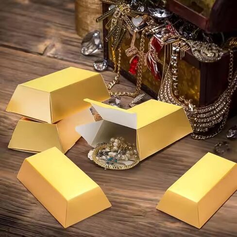 8 pieces fake gold bar candy boxes pirate treasure gift box for weddings, birthday parties, party favors, candy boxes, gold bar birthday parties, weddings in Saudi Arabia
