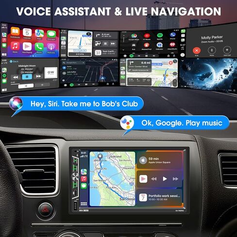 Double Din Car Stereo with Bluetooth: 7inch HD Car Multimedia Receiver – Car Audio MP5 Player | LCD Capacitive Touchscreen | Phonelink | Backup Camera | USB/SD/ AUX Input | AM FM Car Radio | SWC in Kuwait