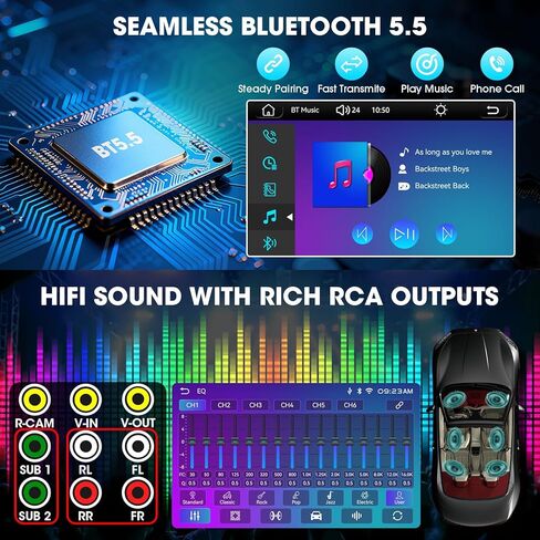 Double Din Car Stereo with Bluetooth: 7inch HD Car Multimedia Receiver – Car Audio MP5 Player | LCD Capacitive Touchscreen | Phonelink | Backup Camera | USB/SD/ AUX Input | AM FM Car Radio | SWC in Kuwait