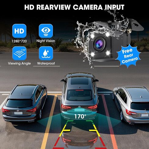 Double Din Car Stereo with Bluetooth: 7inch HD Car Multimedia Receiver – Car Audio MP5 Player | LCD Capacitive Touchscreen | Phonelink | Backup Camera | USB/SD/ AUX Input | AM FM Car Radio | SWC in Kuwait