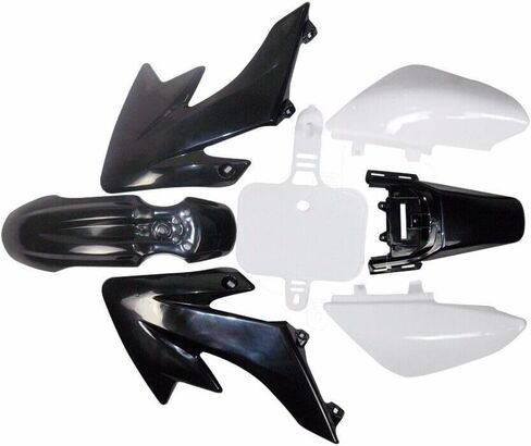 CRF50 Plastic Kit XR50 Plastic Fender Kit with Graphics Sticker Decals Kit - Motorcycle Fender Fairing Body Work Kit For CRF 50 XR 50 SDG SSR 107 110 125 Pit Dirt Bike (Black+White) in Saudi Arabia