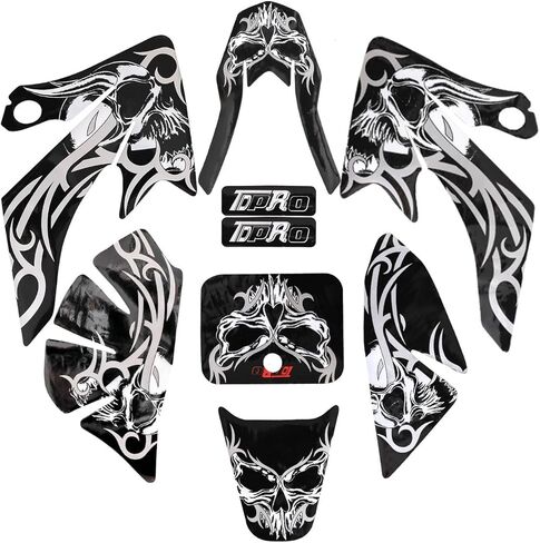 CRF50 Plastic Kit XR50 Plastic Fender Kit with Graphics Sticker Decals Kit - Motorcycle Fender Fairing Body Work Kit For CRF 50 XR 50 SDG SSR 107 110 125 Pit Dirt Bike (Black+White) in Saudi Arabia