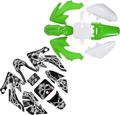 CRF50 Plastic Kit XR50 Plastic Fender Kit with Graphics Sticker Decals Kit - Motorcycle Fender Fairing Body Work Kit For CRF 50 XR 50 SDG SSR 107 110 125 Pit Dirt Bike (Black+White) in Saudi Arabia