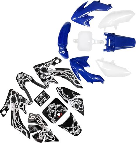 CRF50 Plastic Kit XR50 Plastic Fender Kit with Graphics Sticker Decals Kit - Motorcycle Fender Fairing Body Work Kit For CRF 50 XR 50 SDG SSR 107 110 125 Pit Dirt Bike (Black+White) in Saudi Arabia