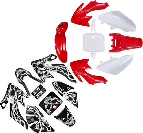 CRF50 Plastic Kit XR50 Plastic Fender Kit with Graphics Sticker Decals Kit - Motorcycle Fender Fairing Body Work Kit For CRF 50 XR 50 SDG SSR 107 110 125 Pit Dirt Bike (Black+White) in Saudi Arabia