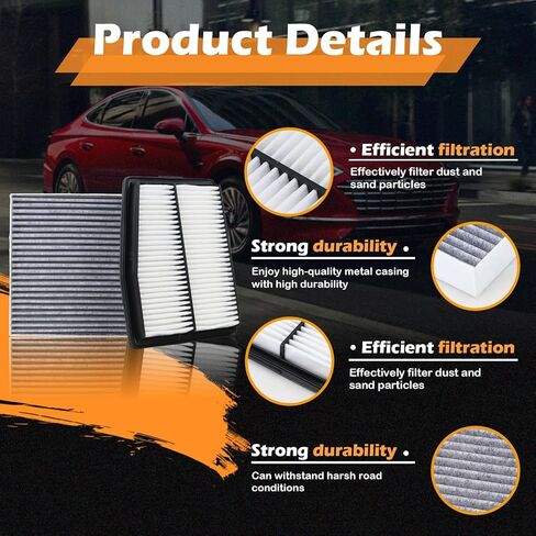 فلتر هواء المحرك Kefly 28113-L1000 وفلتر هواء المقصورة 97133-L0000 مناسب لـ 2021-2025 Hyundai Santa Fe 2022-2025 Santa Cruz، 2021-2025 Kia Sorento 2023-2025 Sportage 2021-2025 K5 2.5L 4Cyl L Gas in Kuwait