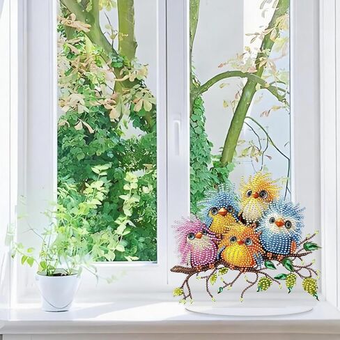 مجموعة طلاء فني ماسي على سطح الطاولة من ZORETCO DIY، زخارف سطح المكتب للبالغين من زينة طاولة حجر الراين للطيور DIY، زينة وضع المكتب الماسي للبالغين المبتدئين، مجموعة أدوات رسم الأحجار الكريمة كهدية in Kuwait