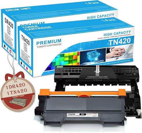 TN-420 Toner Cartridge & DR420 Drum Unit Compatible TN420 DR420 Replacement for Brother DR420 TN-420 for Brother DCP-7065D MFC-7240 MFC-7360N MFC-7460DN Printer Toner.(1 Toner, 1 Drum 2 Pack) in Saudi Arabia
