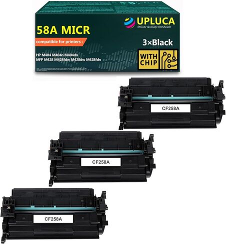 خرطوشة حبر 58A CF258A MICR عالية الإنتاجية متوافقة مع 58A CF258A 58X CF258X تعمل من أجل HP Pro M404 M404dn M404dw M404n MFP M428 M428dw M428fdn M428fdw (عبوتان، أسود) in Kuwait