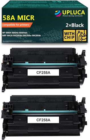 خرطوشة حبر 58A CF258A MICR عالية الإنتاجية متوافقة مع 58A CF258A 58X CF258X تعمل من أجل HP Pro M404 M404dn M404dw M404n MFP M428 M428dw M428fdn M428fdw (عبوتان، أسود) in Kuwait
