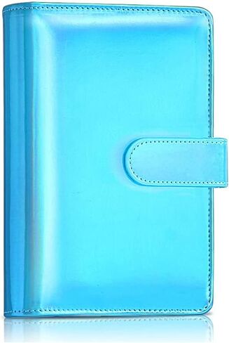 A6 PU Leather Notebook Binder Cover, Laser Rainbow 6 Ring Budget Cash Envelopes(Laser Blue) in Saudi Arabia