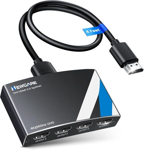 NEWCARE HDMI Splitter 1 in 3 Out with HDMI Cable, 3 Way HDMI Splitter 4K Mirror/Duplicate Full HD Screen, 1 to 3 HDMI Splitter Support 2Kx4K@30Hz, 1080P, HDR for PS3/4/5, HDTV, Projector in Saudi Arabia