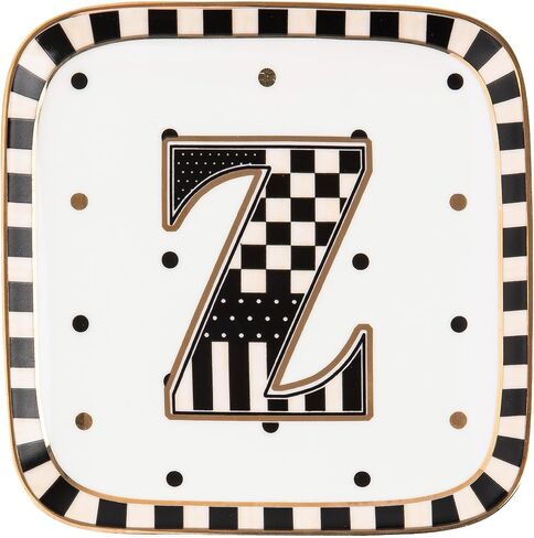 MACKENZIE-CHILDS Monogram Dish, Decorative Ceramic Letter Plate, 5 3/4" Square, K in Kuwait