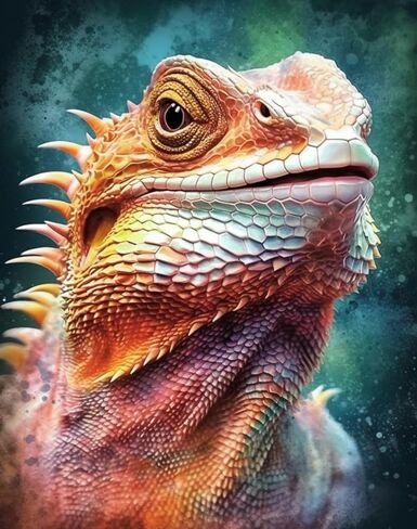 DIY 5D Diamond Art Kits Painting for Adults Happy Bearded Dragon Smiling Lizard Animal(1) for Home Wall Decor 11.7x15.8inches/30x40cm in Saudi Arabia