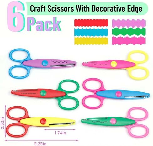 6 Packs Craft Scissors with Decorative Edge, Zig Zag, Pattern & Design Blades – Perfect for Scrapbooking, Crafting & Fancy Projects – Premium Decorative Scissors for Creative Cutting in Saudi Arabia