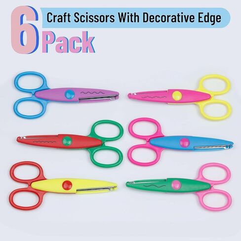 6 Packs Craft Scissors with Decorative Edge, Zig Zag, Pattern & Design Blades – Perfect for Scrapbooking, Crafting & Fancy Projects – Premium Decorative Scissors for Creative Cutting in Saudi Arabia