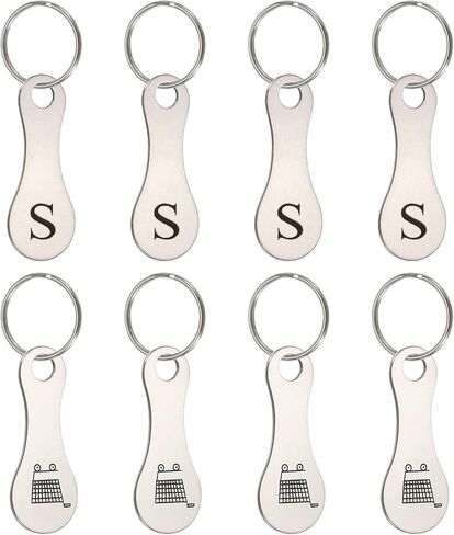 PATIKIL Stainless Steel Shopping Trolley Token, Metal Quarter Holder Keychain Bulk Shopping Key Ring, Pattern Grocery Cart in Saudi Arabia