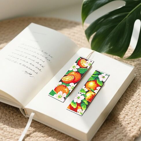 FREEBLOSS 6 Set Cross Stitch Bookmarks Kit Fruit&Flowers Stamped Cross Stitch Kit DIY Embroidery Bookmark Set with Instruction for Adults Beginners Gift for Reading Enthusiasts 8 * 2.4inch 11CT in Saudi Arabia