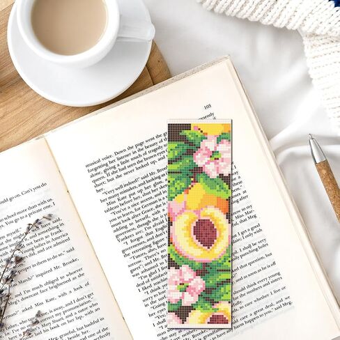 FREEBLOSS 6 Set Cross Stitch Bookmarks Kit Fruit&Flowers Stamped Cross Stitch Kit DIY Embroidery Bookmark Set with Instruction for Adults Beginners Gift for Reading Enthusiasts 8 * 2.4inch 11CT in Saudi Arabia