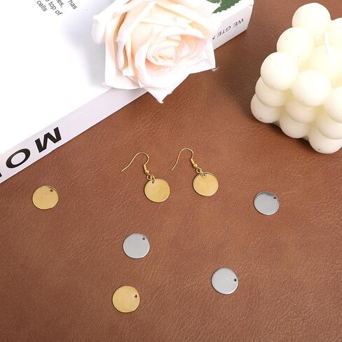60Pcs Round 304 Metal Pendant Blanks Stainless Steel Stamping Tag Blanks Engraving Blank Metal Tag Charms for Engraving Necklace Making, Silver Gold in Saudi Arabia