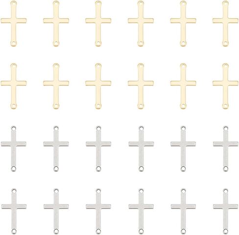 UNICRAFTALE about 60Pcs 2 Colors Stainless Steel Cross Connector Charms Links Easter Theme Crucifix Cross Charms Double Hole Sideways Cross Links Pendants for Bracelet Necklace Jewelry Making 23mm in Saudi Arabia