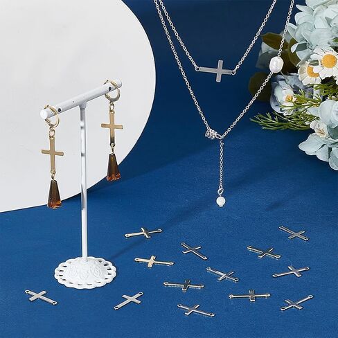 UNICRAFTALE about 60Pcs 2 Colors Stainless Steel Cross Connector Charms Links Easter Theme Crucifix Cross Charms Double Hole Sideways Cross Links Pendants for Bracelet Necklace Jewelry Making 23mm in Saudi Arabia