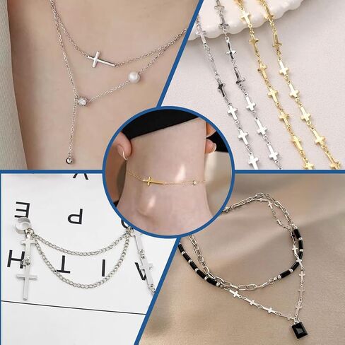 UNICRAFTALE about 60Pcs 2 Colors Stainless Steel Cross Connector Charms Links Easter Theme Crucifix Cross Charms Double Hole Sideways Cross Links Pendants for Bracelet Necklace Jewelry Making 23mm in Saudi Arabia