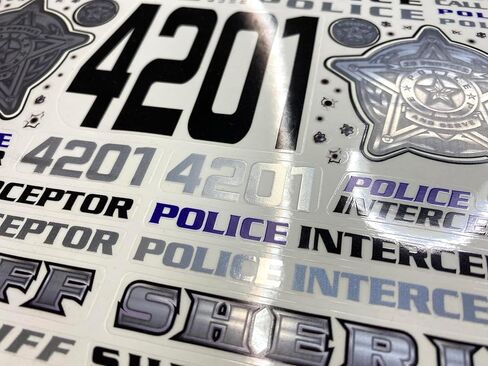 FIRE BRAND RC® Police RC Decals (Silver) for 1:10 Scale RC Cars, Trucks, Planes, and Boats – Multi-Color Vinyl Decal Sheet, 8.5" x 14" with Metallics and UV Protection in Saudi Arabia