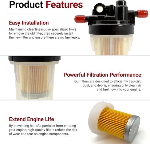 Fuel Filter Assembly with 2PCS Filter with O-Rings 6A320-58862 Compatible with Kubota L B M Series RTV Tractor B3000 B3030 L2501 L2800 M5640 RTV-X1140, Replaces 6A320-58830, 6A320-59930 in Kuwait