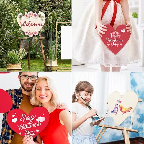 Whaline 10Pcs 16 Inch Wooden Heart Cutouts Large Unfinished Heart Wood Sign Craft Ornament Blank Wood Slices for Valentines Wedding Anniversary DIY Painting Crafts Home Decoration in Saudi Arabia