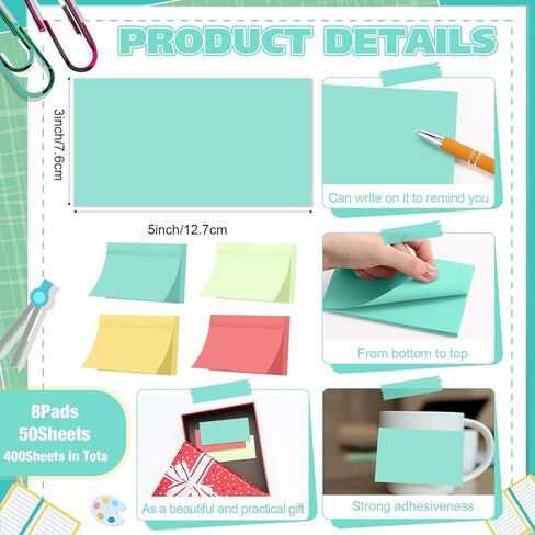 Fainne Sticky Notes Bulk Self Stick Note Pads 3 x 5 Inches Multicolor Paper Memo for Office School Supplies Student Teacher Classroom Back to School Essentials(Morandi Color) in Saudi Arabia