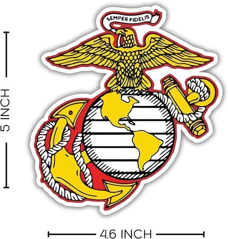US-MC Marine Corps Semper Fidelis Eagle Globe وملصق فينيل مرساة، ملصق مضاد للماء للكمبيوتر المحمول | ويندوز | تابلت | سيارة | شاحنة | زجاجة ماء، 4.6 × 5 بوصة in Saudi Arabia