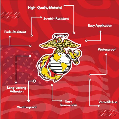 US-MC Marine Corps Semper Fidelis Eagle Globe وملصق فينيل مرساة، ملصق مضاد للماء للكمبيوتر المحمول | ويندوز | تابلت | سيارة | شاحنة | زجاجة ماء، 4.6 × 5 بوصة in Saudi Arabia