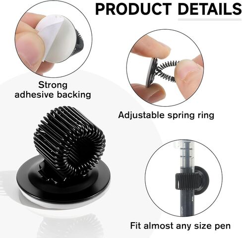 Black Pen Holder Clips, 4Pcs Manganese Steel Pen Holder Self Adhesive Pencil Organizer with Adjustable Spring Loop for Erase Board Whiteboard Bulletin Board Refrigerator Map Office Home in Saudi Arabia