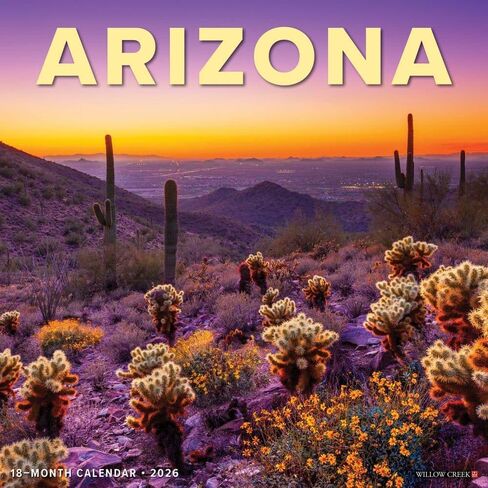 Willow Creek Press، تقويم حائط Arizona Travel and Events 2026، 12 بوصة × 12 بوصة، تقويم 18 شهرًا مع غلاف مثبت in Saudi Arabia