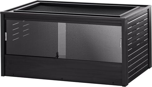 صالة الزواحف New Age Pet ECOFLEX Mojave مقاس 60 بوصة مقاومة للرطوبة، مزودة بفتحات تهوية بأبواب زجاجية منزلقة قابلة للإزالة، وشاشة شبكية كبيرة لمصابيح الأشعة فوق البنفسجية/الحرارة، سهلة التنظيف وضمان لمدة 10 سنوات in Kuwait