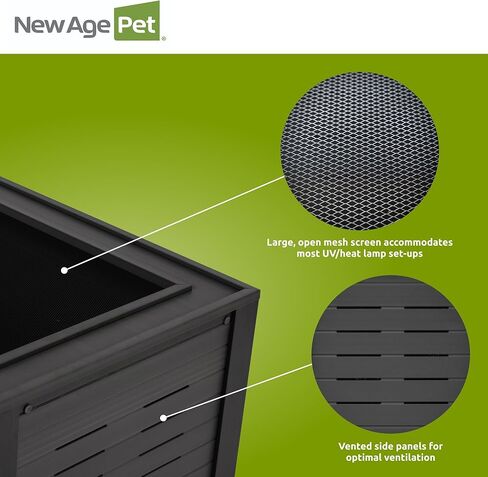 صالة الزواحف New Age Pet ECOFLEX Mojave مقاس 60 بوصة مقاومة للرطوبة، مزودة بفتحات تهوية بأبواب زجاجية منزلقة قابلة للإزالة، وشاشة شبكية كبيرة لمصابيح الأشعة فوق البنفسجية/الحرارة، سهلة التنظيف وضمان لمدة 10 سنوات in Kuwait