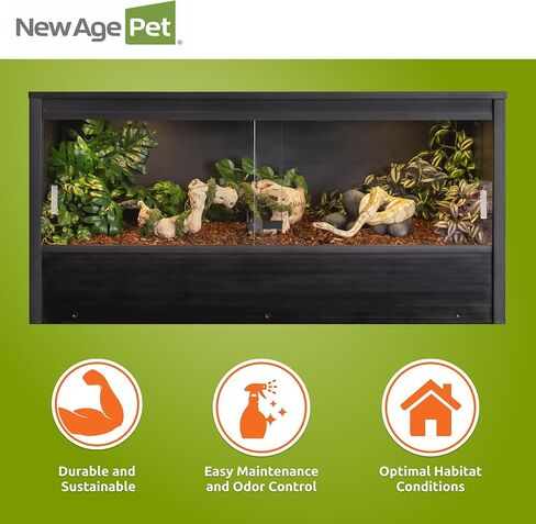 صالة الزواحف New Age Pet ECOFLEX Mojave مقاس 60 بوصة مقاومة للرطوبة، مزودة بفتحات تهوية بأبواب زجاجية منزلقة قابلة للإزالة، وشاشة شبكية كبيرة لمصابيح الأشعة فوق البنفسجية/الحرارة، سهلة التنظيف وضمان لمدة 10 سنوات in Kuwait