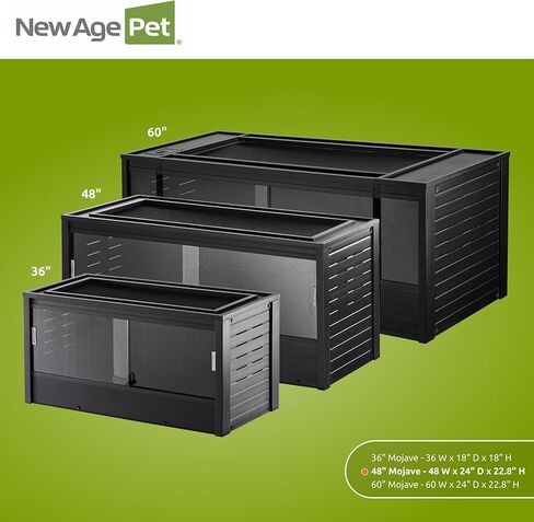 صالة الزواحف New Age Pet ECOFLEX Mojave مقاس 60 بوصة مقاومة للرطوبة، مزودة بفتحات تهوية بأبواب زجاجية منزلقة قابلة للإزالة، وشاشة شبكية كبيرة لمصابيح الأشعة فوق البنفسجية/الحرارة، سهلة التنظيف وضمان لمدة 10 سنوات in Kuwait