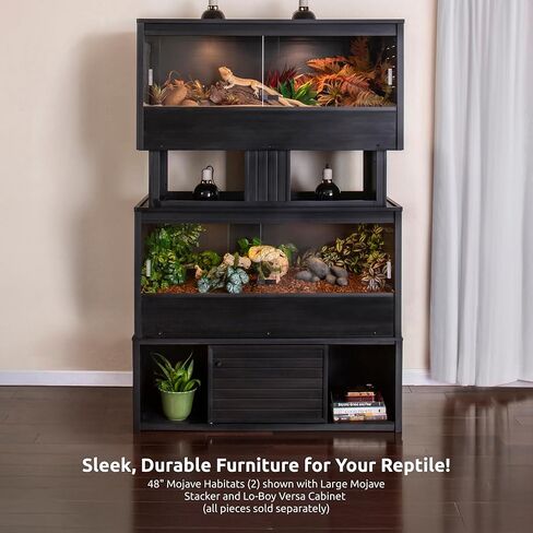 صالة الزواحف New Age Pet ECOFLEX Mojave مقاس 60 بوصة مقاومة للرطوبة، مزودة بفتحات تهوية بأبواب زجاجية منزلقة قابلة للإزالة، وشاشة شبكية كبيرة لمصابيح الأشعة فوق البنفسجية/الحرارة، سهلة التنظيف وضمان لمدة 10 سنوات in Kuwait