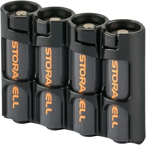 Storacell by Powerpax Slimline AA Battery Storage Container - Holds 4 Batteries, Black in Kuwait