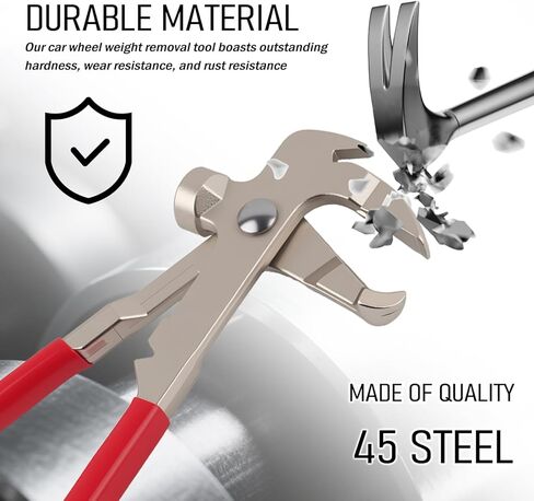 3 in 1 Car Wheel Weight Pliers,Anti-Slip Wheel Weight Removal Tool for Adjust Clip-on Balancing Wheels Weights,Universal Wheels Weights Hammer Car Tools for Most Cars Truck SUV in Saudi Arabia