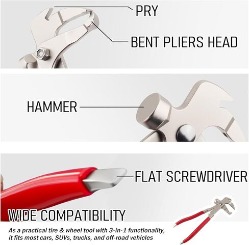 3 in 1 Car Wheel Weight Pliers,Anti-Slip Wheel Weight Removal Tool for Adjust Clip-on Balancing Wheels Weights,Universal Wheels Weights Hammer Car Tools for Most Cars Truck SUV in Saudi Arabia