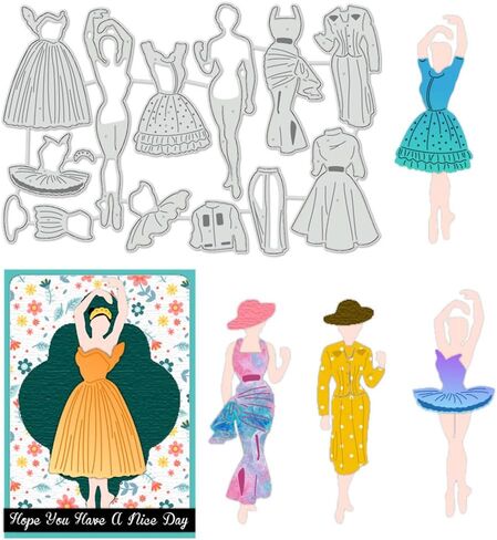 BENECREAT Elegant Lady Cutting Dies, Ballerina Dress Skirt Metal Die Cuts Stencils for DIY Scrapbooking Decorative Embossing Paper Scrapbooking Card Making, 6.8x4.5inch in Saudi Arabia