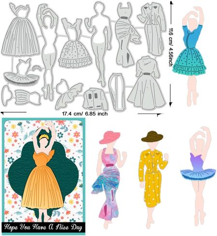 BENECREAT Elegant Lady Cutting Dies, Ballerina Dress Skirt Metal Die Cuts Stencils for DIY Scrapbooking Decorative Embossing Paper Scrapbooking Card Making, 6.8x4.5inch in Saudi Arabia