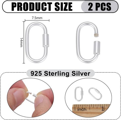 PH PandaHall 2pcs 925 Sterling Silver Screw Lock Clasps, Locking Carabiner Clasp Oval Jewelry Clasp Necklace Connector for DIY Craft Necklace Bracelets Keychain Jewelry Making, 16x8mm in Saudi Arabia