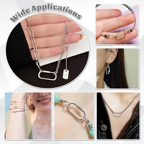 PH PandaHall 2pcs 925 Sterling Silver Screw Lock Clasps, Locking Carabiner Clasp Oval Jewelry Clasp Necklace Connector for DIY Craft Necklace Bracelets Keychain Jewelry Making, 16x8mm in Saudi Arabia