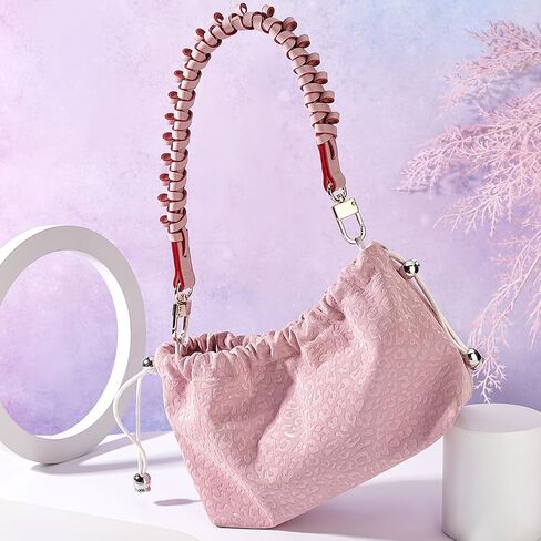 PH PandaHall 17.5 Inch Braided Purse Strap, Pink Short Handbag Strap PU Leather Purse Handle Replacement Top Handle with Golden Hardware for Tote Crochet Bag Shoulder Handbag Under the Arm Purse in Saudi Arabia