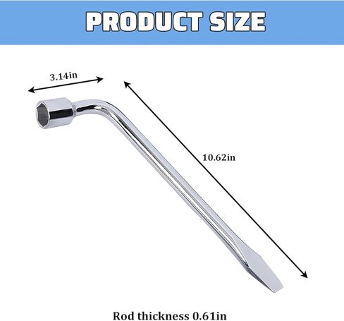 Car Spare Tire Wrench, 21mm L-Type Steel Hexagon Slotted End Socket Tire Repair Tool, Heavy Duty Automotive Tyre Lug Wrench for Spare Wheel Replacement, Universal for Most Vehicles in Saudi Arabia